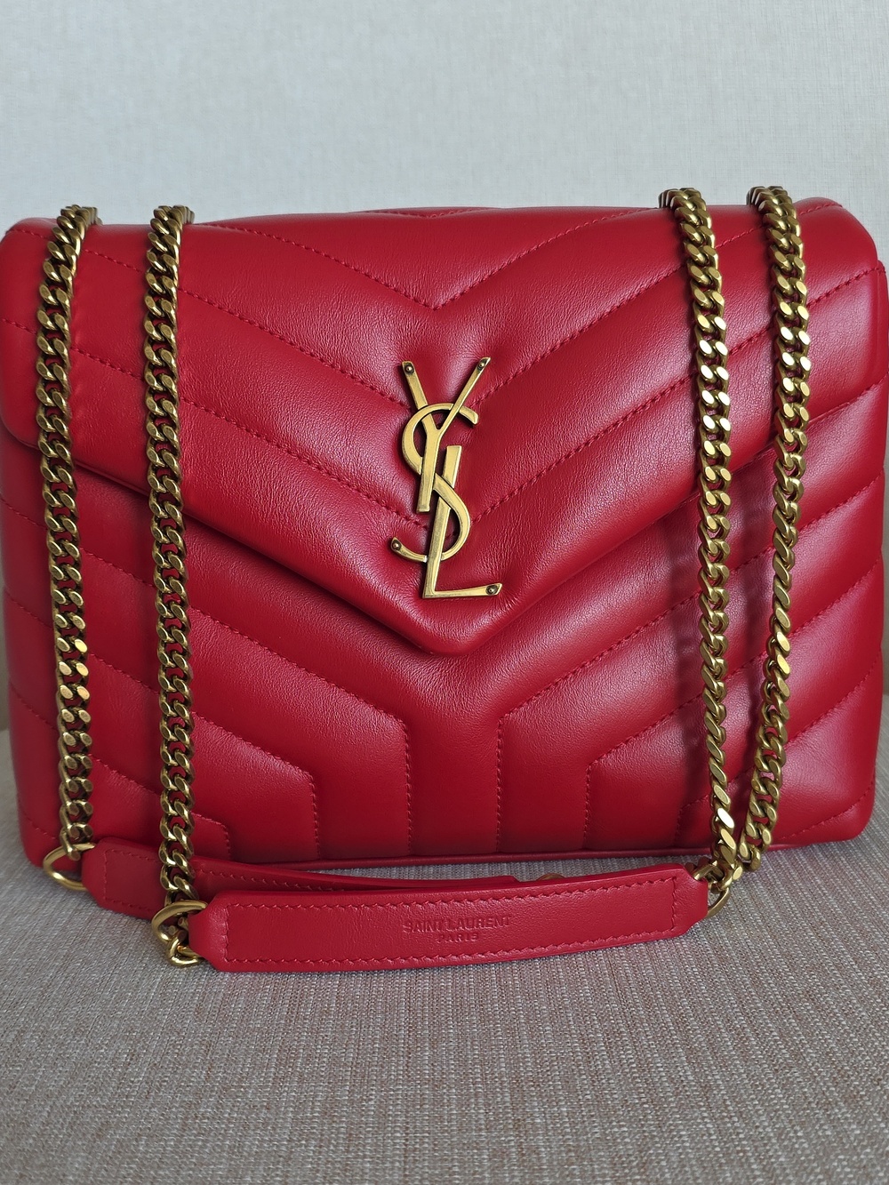 Saint Laurent Lou Lou Red Quilted Leather Shoulder Bag